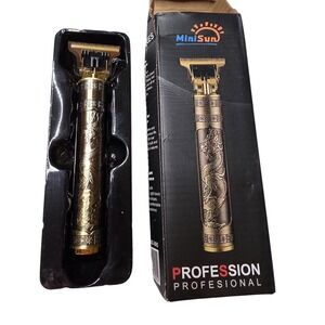 MiniSun Professional Cordless Hair Trimmer Dragon Embossed T-Blade Clipper Gold‎